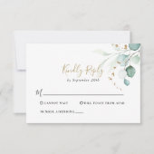 Gold Green Eucalyptus Weddenschap RSVP-kaart RSVP Kaartje (Voorkant)