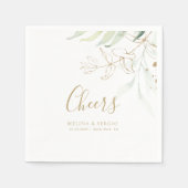 Gold Green Eucalyptus Wedding Cheers Napkins Servet (Voorkant)