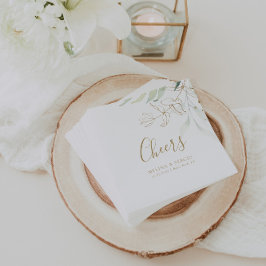 Gold Green Eucalyptus Wedding Cheers Napkins Servet