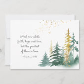 Gold Green Evergreen Pine Trees Christelijke bruil Kaart (Achterkant)