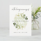 GOLD GREEN FAUNA SYMPATHY MEMORIAL SERVICE INVITE BEDANKKAART (Staand voorkant)