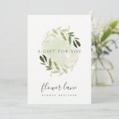 GOLD GREEN FAUNA WREATH GIFT CERTIFICATE CARD FEESTDAGENKAART (Staand voorkant)