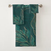 Gold Green Floral Bad Handdoek (Insitu)