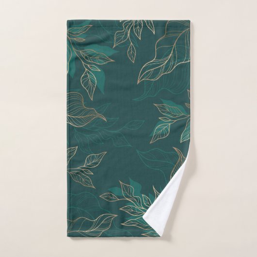 Gold Green Floral Bad Handdoek (Handdoek)