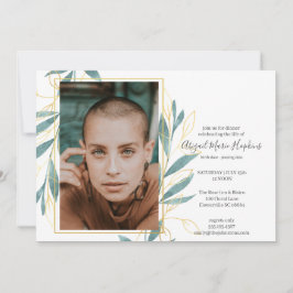 Gold Green Floral Celebration of Life Funeral Bedankkaart