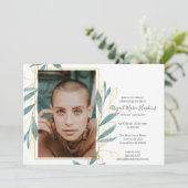 Gold Green Floral Celebration of Life Funeral Bedankkaart (Staand voorkant)