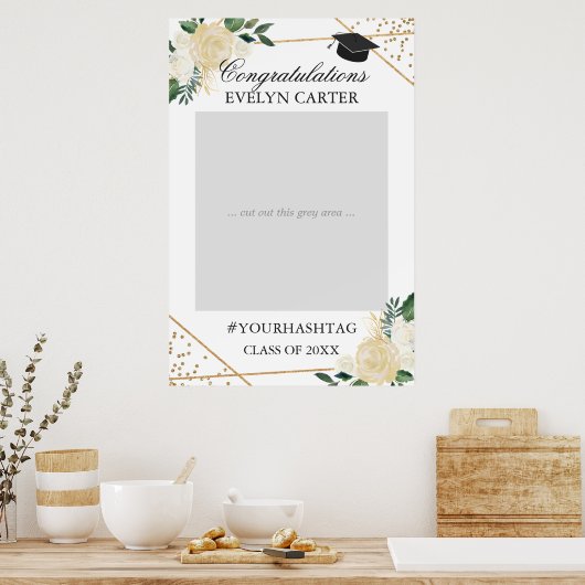 Gold Green Floral Gradual Party Foto Prop Poster (Keuken)