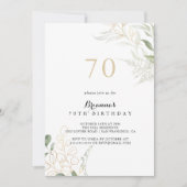 Gold Green Foliage 70th Birthday Party Kaart (Voorkant)