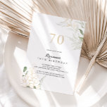 Gold Green Foliage 70th Birthday Party Kaart<br><div class="desc">Deze gouden groenblad 70e verjaardagsfeestuitnodiging is perfect voor een bijsterend verjaardagsfeest. Dit artistieke ontwerp kenmerkt handgetekende waterverf goud en groene bladeren,  inspirerende natuurkundige schoonheid.</div>