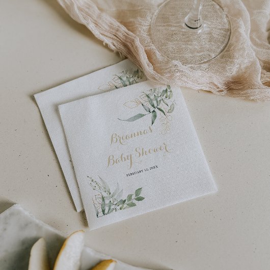 Gold Green Foliage Baby shower Napkins Servet
