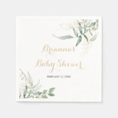 Gold Green Foliage Baby shower Napkins Servet (Voorkant)