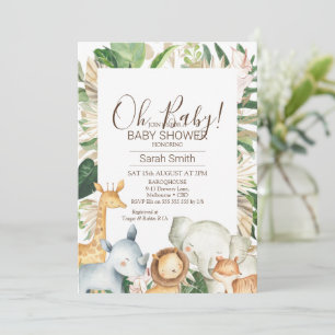 Gold Green Foliage Boho Safari Baby shower Kaart