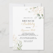 Gold Green Foliage Brunch en Bubble Vrijgezellenfe Kaart (Voorkant)