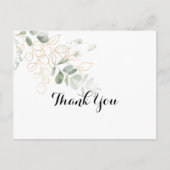 Gold Green Foliage Calligrafie Hartelijk dank, Bri Briefkaart (Voorkant)