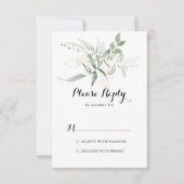 Gold Green Foliage Calligraphy RSVP (Voorkant)