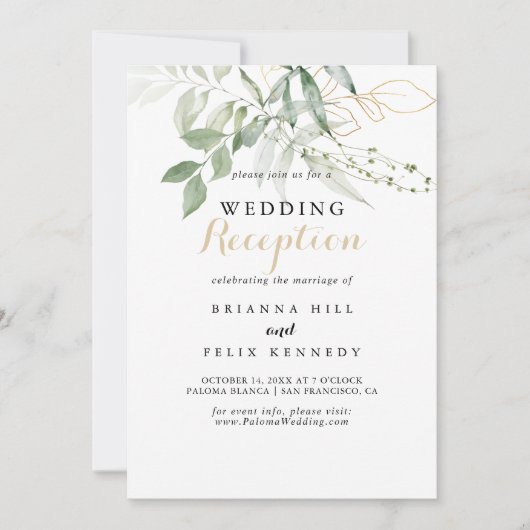 Gold Green Foliage Calligraphy Weddenschappen Rece Kaart (Voorkant)