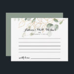 Gold Green Foliage Calligraphy Weddenvice Card Briefkaart<br><div class="desc">Deze gouden groene loof kalligrafie trouwadvies kaart is perfect voor een moderne bruiloft. Dit artistieke ontwerp is voorzien van handgetekend waterverf goud en groen gebladerte, waardoor natuurlijke schoonheid wordt geïnspireerd. Deze kaarten zijn ideaal voor een bruiloft, vrijgezellenfeest, baby shower, afstudeerfeest & meer. Personaliseer de kaarten met de namen van de...</div>