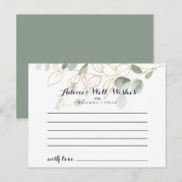 Gold Green Foliage Calligraphy Weddenvice Card