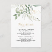 Gold Green Foliage Calligraphy Wedding Directions Informatiekaartje (Voorkant)
