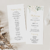 Gold Green Foliage Calligraphy Wedding Programme Programmakaart