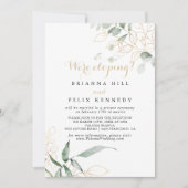 Gold Green Foliage Elopement Reception Kaart (Voorkant)