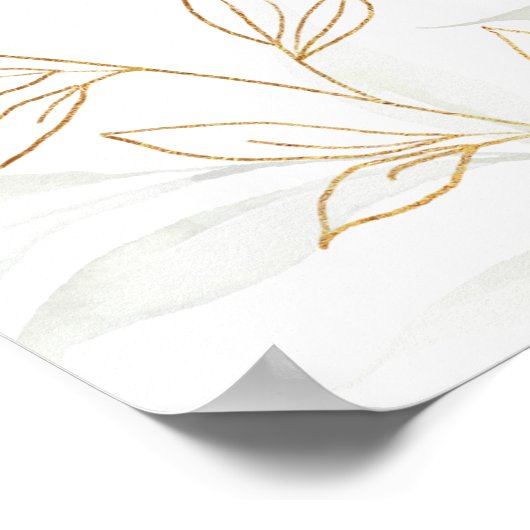 Gold Green Foliage Engagement Party Welkomstbord Poster (Hoek)