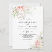 Gold Green Foliage Floral Casual Wedding Kaart (Voorkant)