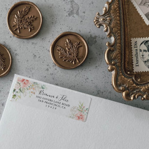 Gold Green Foliage Floral Return Address Label