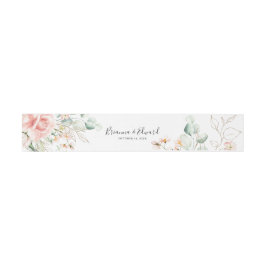 Gold Green Foliage Floral Wedding Invitation Uitnodigingen Wikkel