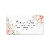 Gold Green Foliage Floral Wedding RSVP Adres Etiket (Voorkant)