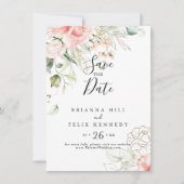 Gold Green Foliage Floral Wedding Save The Date (Voorkant)