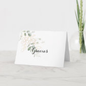 Gold Green Foliage Folded Wedding Gracias Card Bedankkaart (Voorkant)