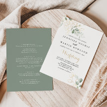 Gold Green Foliage Front & Back Wedding