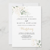Gold Green Foliage Front & Back Wedding Kaart (Voorkant)