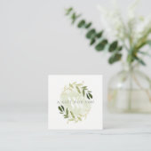 GOLD GREEN FOLIAGE INITIAAL WREATH GIFT CERTIFICAA VIERKANTE VISITEKAARTJE (Staand voorkant)