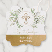 Gold Green Foliage Love and Bedankt Baptisme Bedankjes Labels (Achterkant)