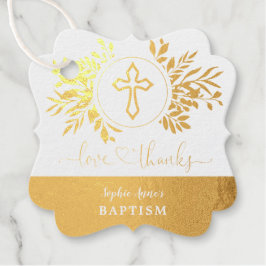 Gold Green Foliage Love and Bedankt Baptisme Bedankjes Labels