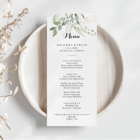 Gold Green Foliage-menu Menu