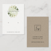 GOLD GREEN FOLIAGE MONOGRAM EARRING DISPLAY LOGO VISITEKAARTJE (Voorkant / Achterkant)