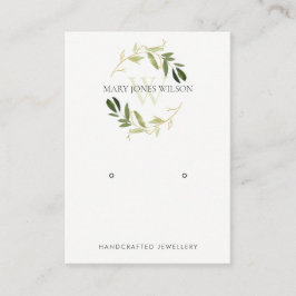 GOLD GREEN FOLIAGE MONOGRAM EARRING DISPLAY LOGO VISITEKAARTJE