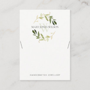 GOLD GREEN FOLIAGE MONOGRAM KETTING DISPLAY LOGO VISITEKAARTJE