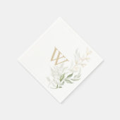 Gold Green Foliage Monogram Wedding Napkin Servet (Hoek)
