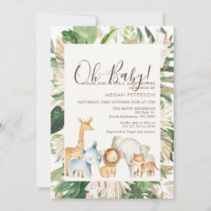 Gold Green Foliage Palm Safari Baby shower Kaart