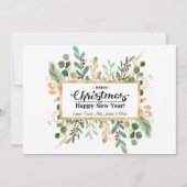 Gold Green Foliage | Red Berry Greeting Feestdagenkaart (Voorkant)