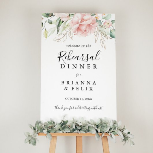 Gold Green Foliage Rehearings Dinner Welcome Sign Poster