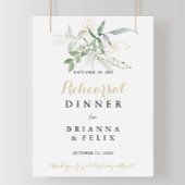 Gold Green Foliage Rehearings Dinner Welcome Sign Poster