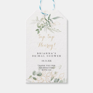 Gold Green Foliage Sip Sip Hooray Vrijgezellenfees Cadeaulabel