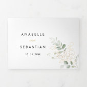 Gold Green Foliage Trifold Wedding Invitation Drieluik Uitnodiging (Cover)