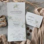 Gold Green Foliage Trifold Wedding Invitation Drieluik Uitnodiging<br><div class="desc">Deze goudgroene drieledige trouwuitnodiging is perfect voor een rustige bruiloft. Dit artistieke ontwerp kenmerkt handgetekende waterverf goud en groene bladeren,  inspirerende natuurkundige schoonheid.</div>