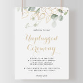 Gold Green Foliage Unplugging Ceremony Sign Poster